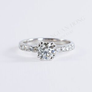 Double Prongs White Gold Diamond Ring