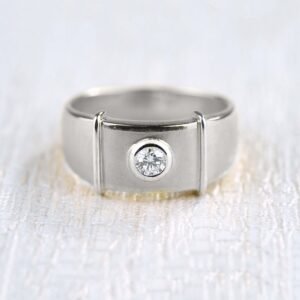 For him – Classic Round White Gold Diamond Ring